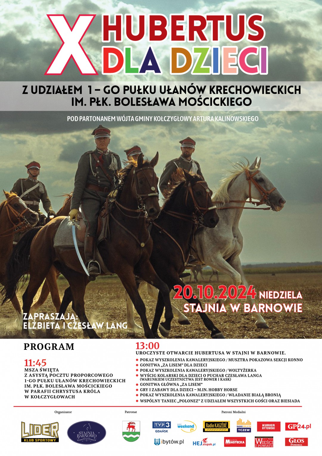 W niedzielę (20.10) w Barnowie w gminie Kołczygłowy jubileuszowy Hubertus dla dzieci