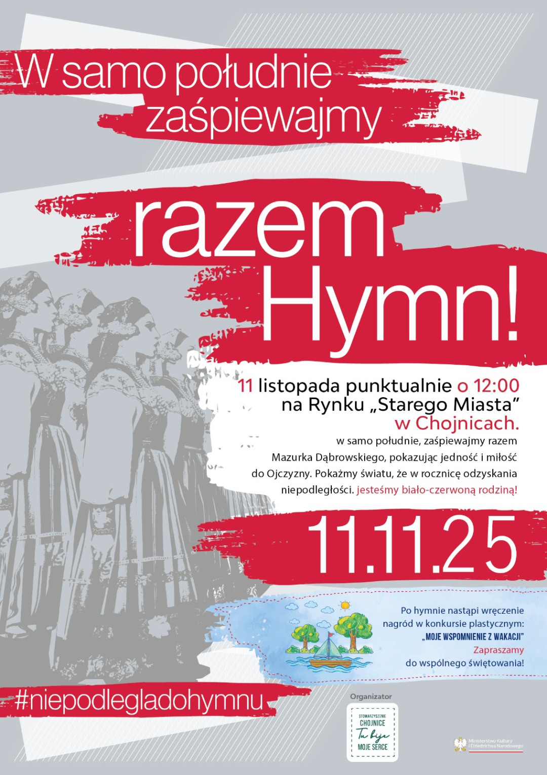 Taniec i hymn na rynku, śpiew i spektakl w centrum kultury. Kulturalne obchody 11 listopada w Chojnicach