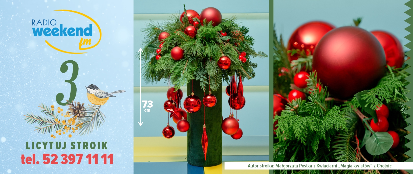 Już w czwartek 18 grudnia Radiowa Aukcja Świątecznych Stroików w Weekend FM. Zobacz tegoroczne stroiki