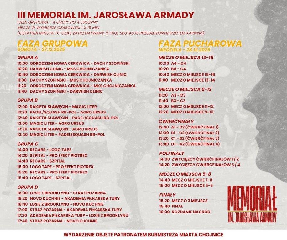 W weekend odbędzie się trzecia edycja piłkarskiego Memoriału Jarosława Armady w Chojnicach