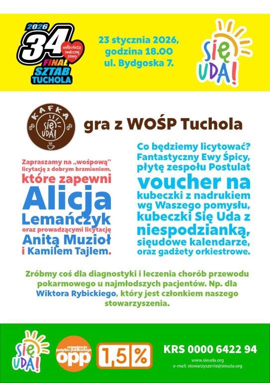 Tucholskie stowarzyszenie "Się Uda" i jego słynna "kafka" tym razem na rzecz WOŚP. "W tym roku gramy ze sztabem tucholskim"