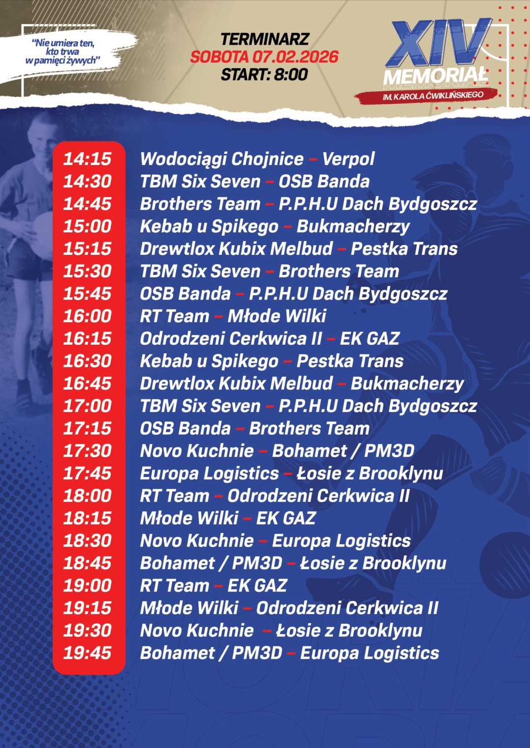 Poznaliśmy terminarz Memoriału Karola Ćwiklińskiego w Chojnicach. W tym roku turniej odbędzie się systemem ligowym