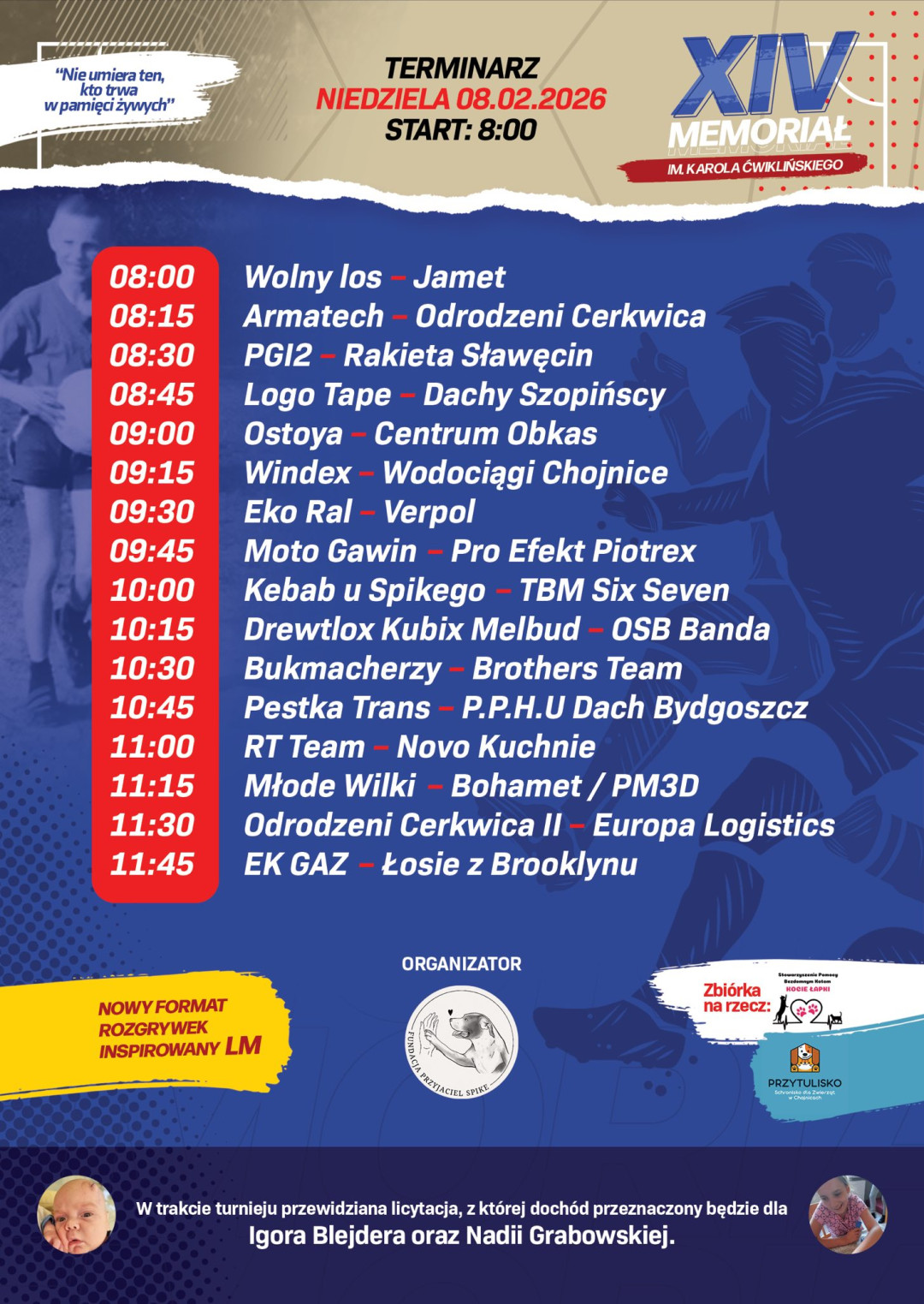 Poznaliśmy terminarz Memoriału Karola Ćwiklińskiego w Chojnicach. W tym roku turniej odbędzie się systemem ligowym